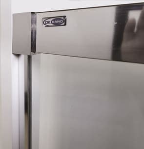 Mampara Angular 1f+1c + Lateral Kandy de Debaño Cromo, negra, blanca y oro mate Serie Baikal