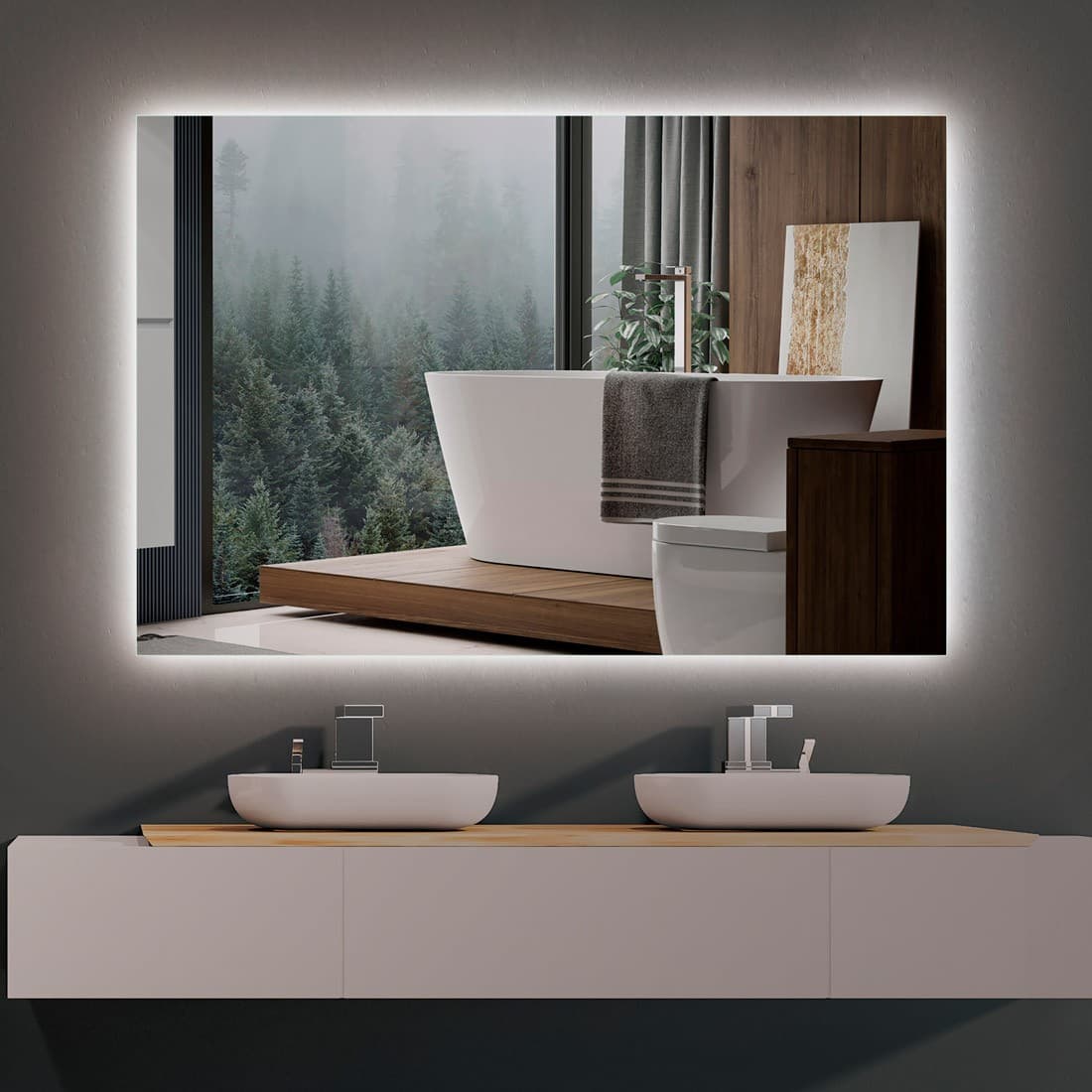 Espejo de baño con luz LED rectangular led B-923