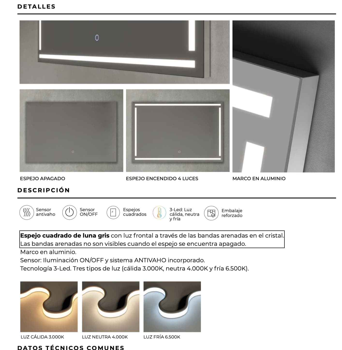 Espejo de baño con luz LED Viena Triled con antivaho de Ledimex
