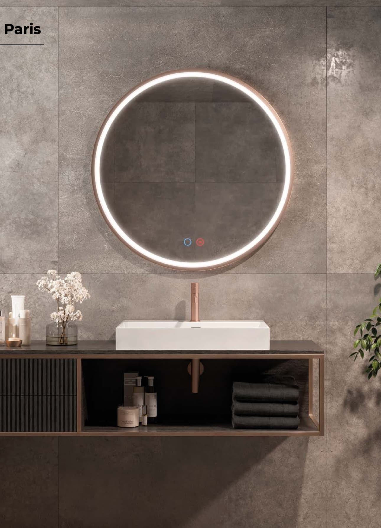 Espejo de baño con luz LED Paris Ledimex ( Negro, Oro y Oro rosa )