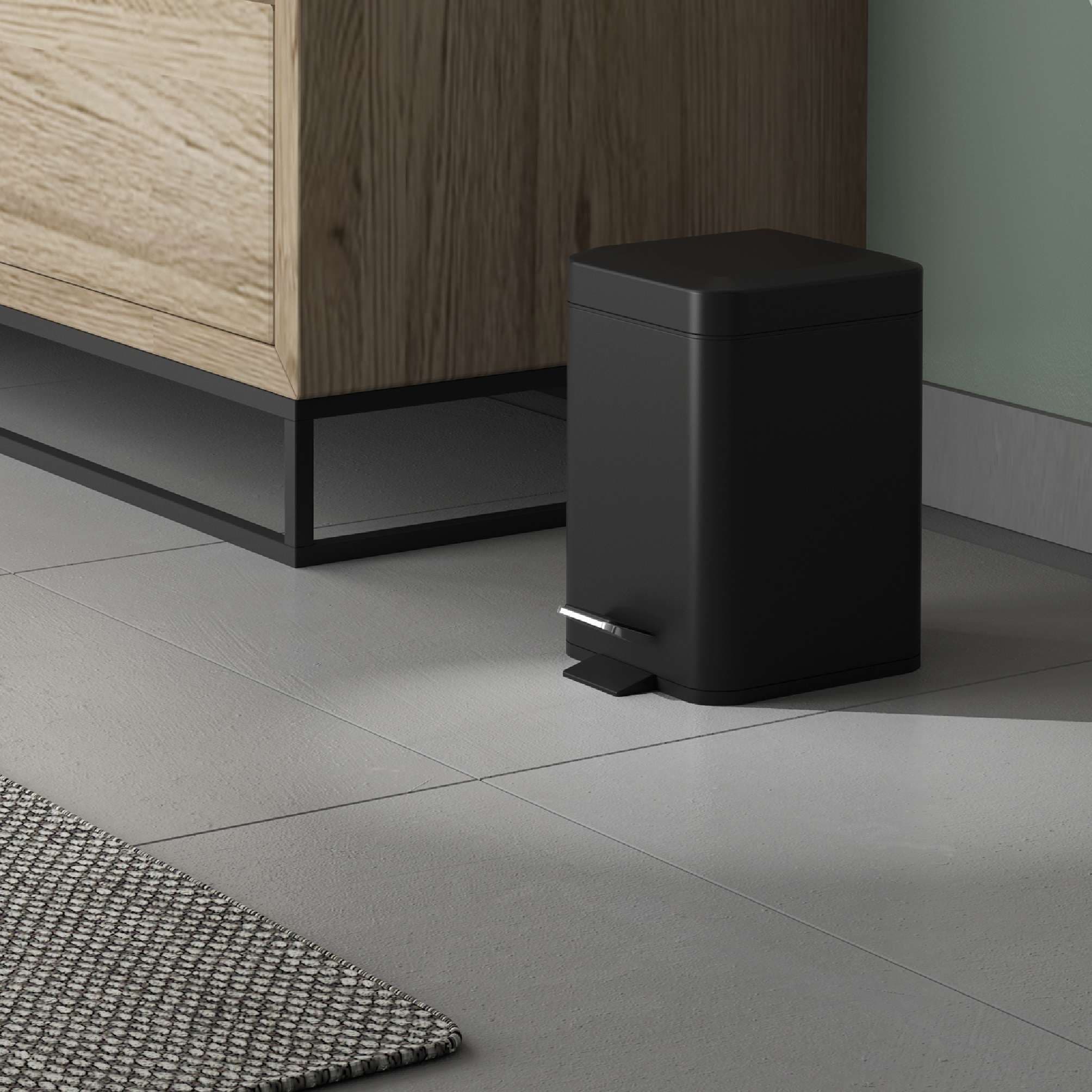 PAPELERA ARGENTA 5 lt NEGRO MATE