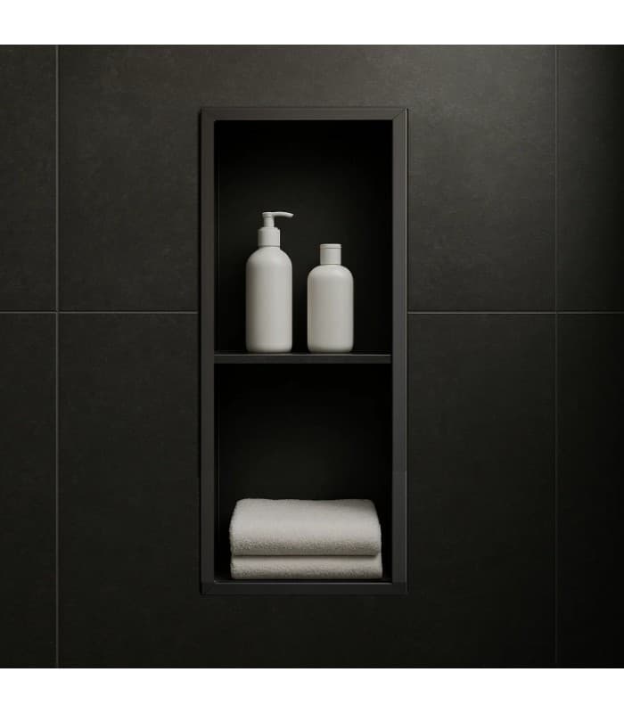 Hornacina para baño vertical con dos estantes Black gun metal Artic