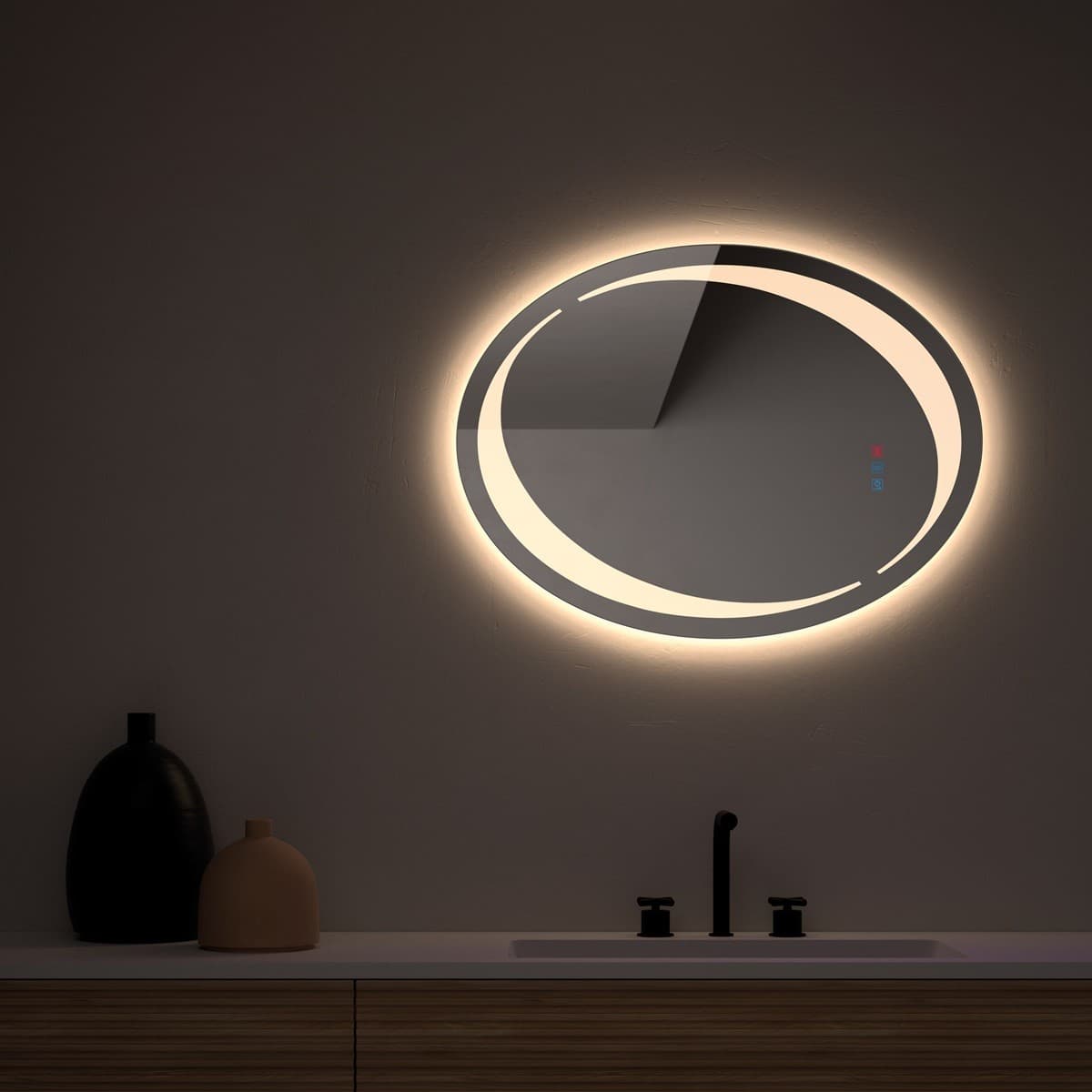 Espejo de baño con luz LED Ovalado Para Baño Burgos de Dyled