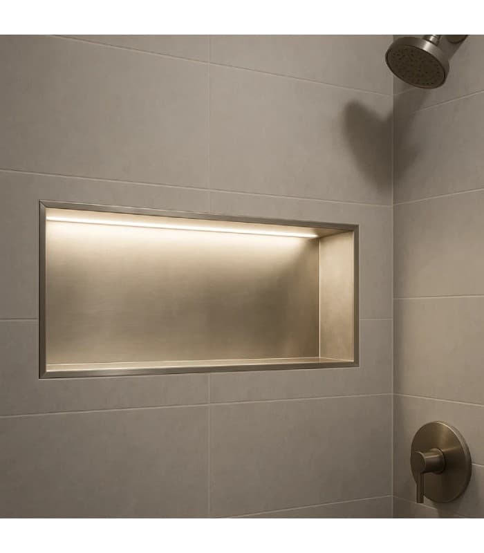 Hornacina para baño horizontal níquel con luz led Oceanic