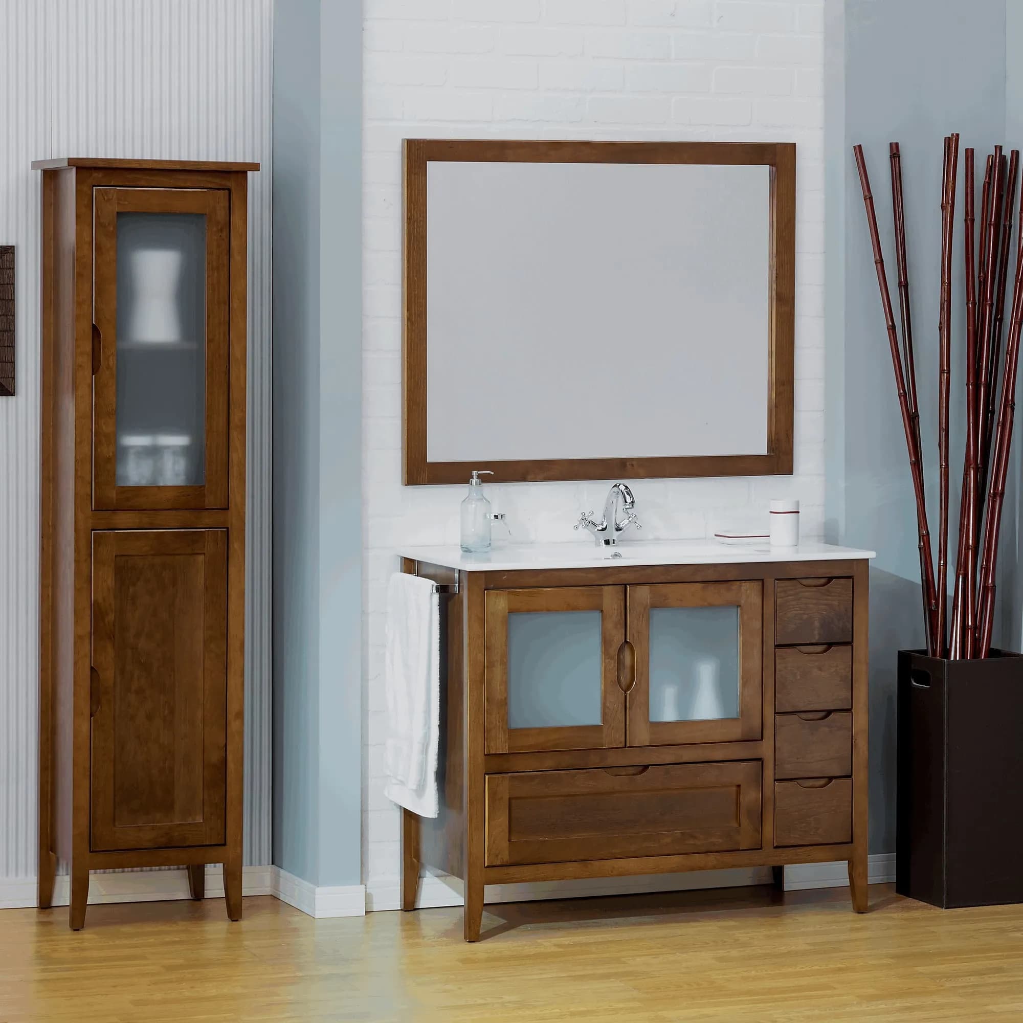 Mueble baño con patas rústico mod. Leon 100 cm