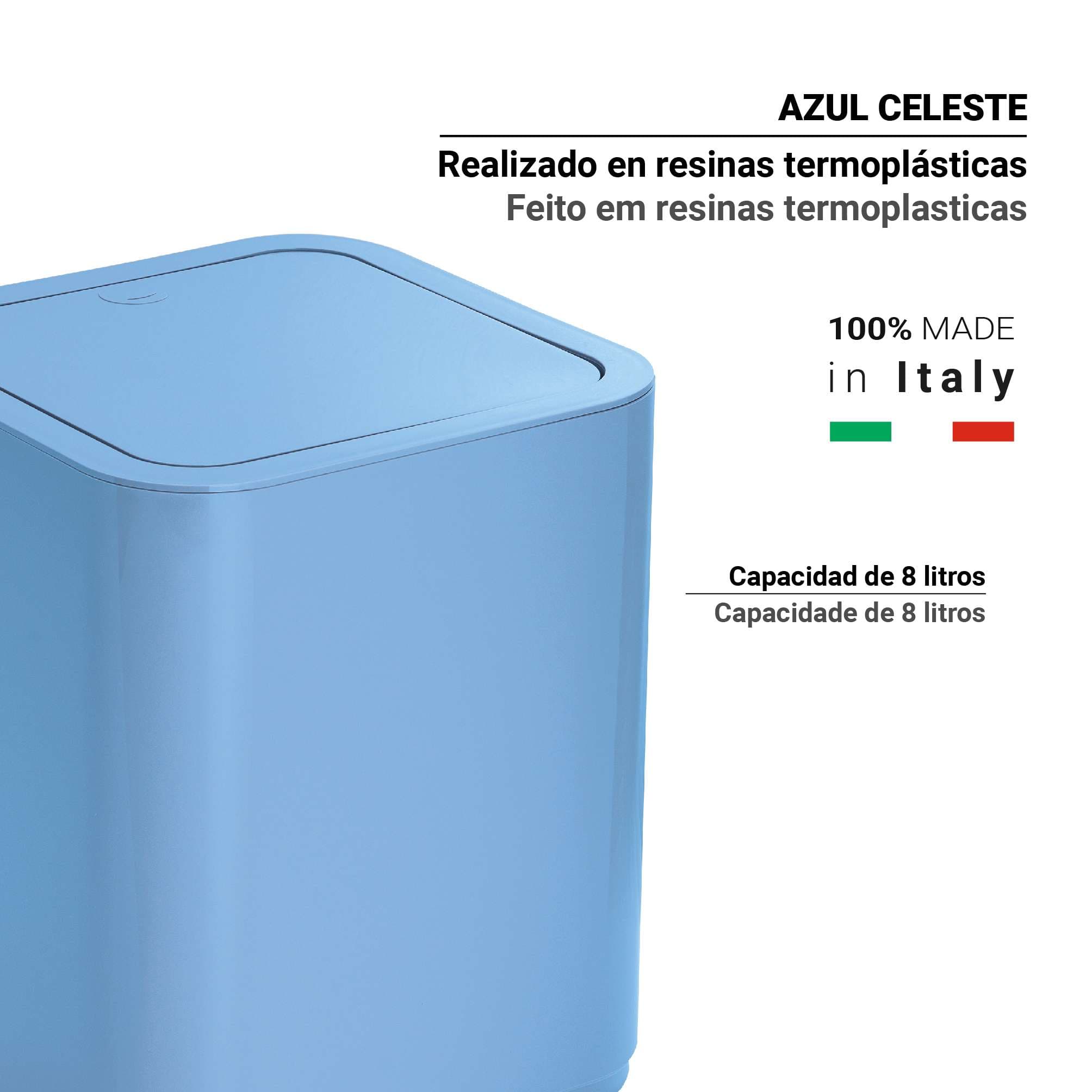 PAPELERA 8 lt SEVENTY AZUL CELESTE