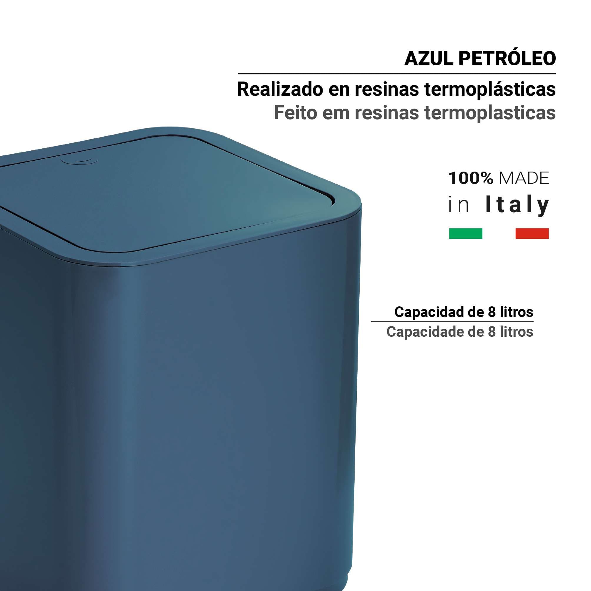 PAPELERA 8 lt SEVENTY AZUL PETROLEO
