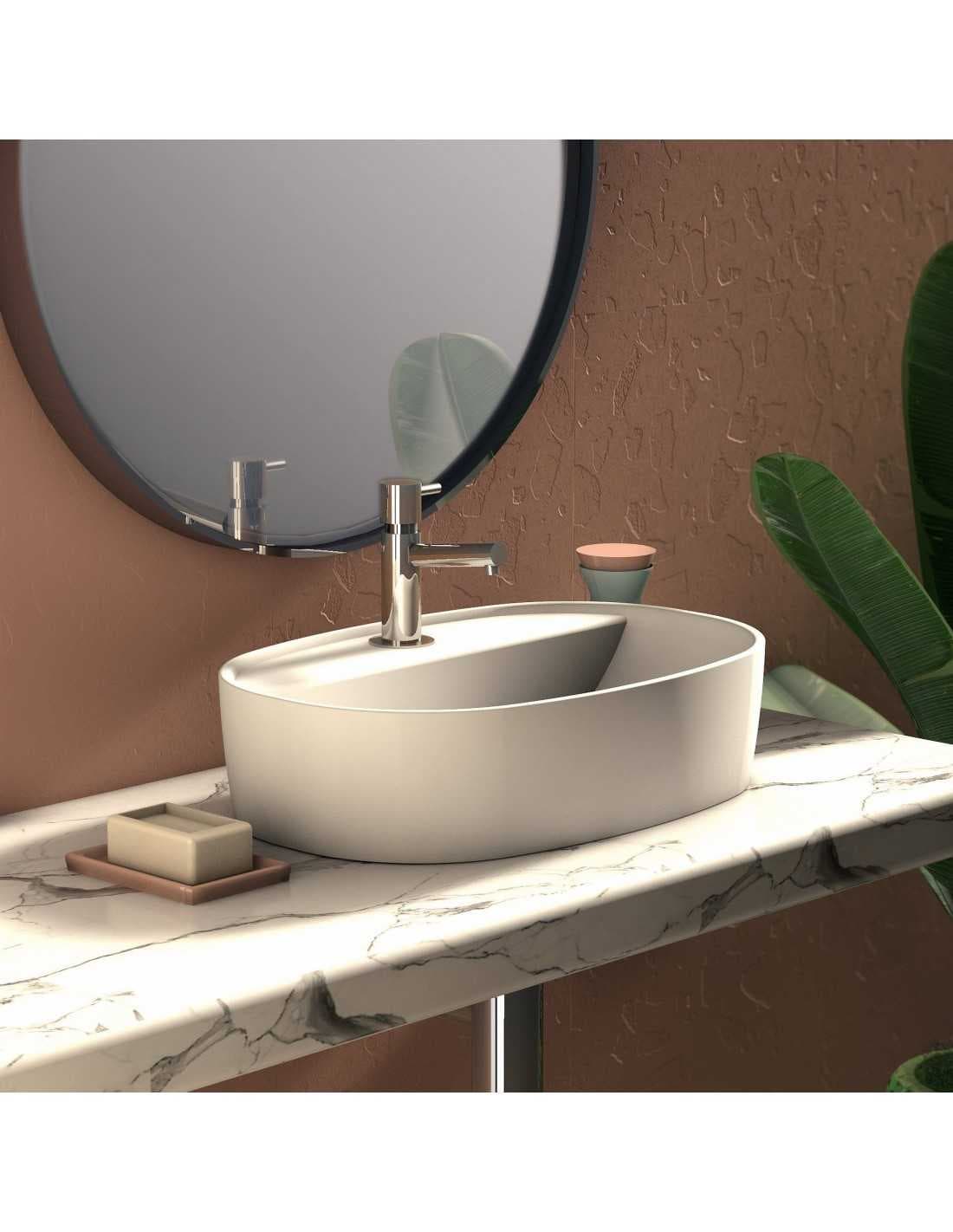 Lavabo Cerámica Furnas Blanco Mate Sin Rebosadero 50x38 cm