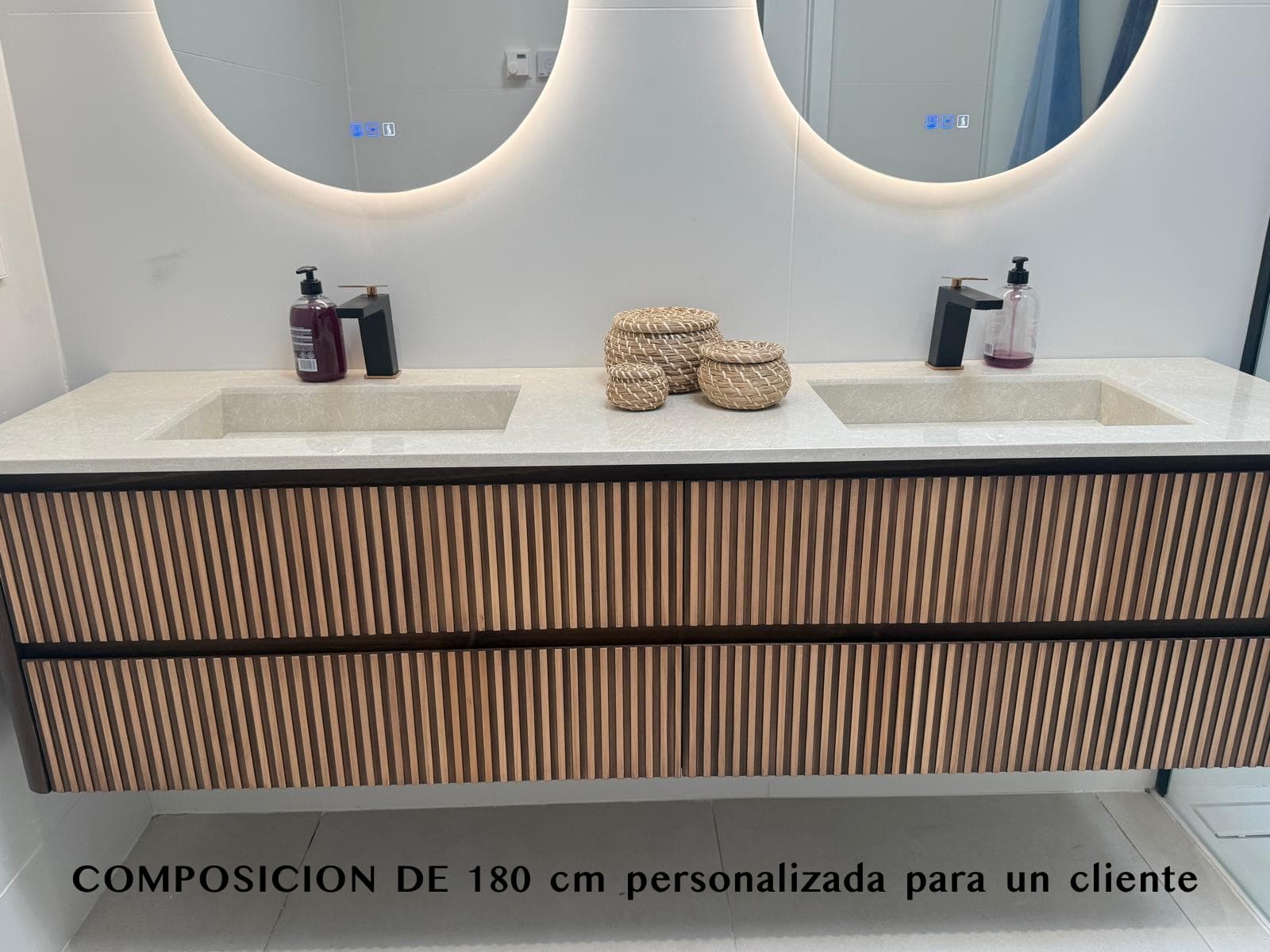 Mueble baño suspendido Danubio de 2 cajones 80,90,100,...180