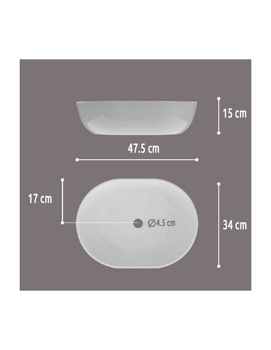 Lavabo sobre encimera 47.5x34x15 Solid Surface Monaco