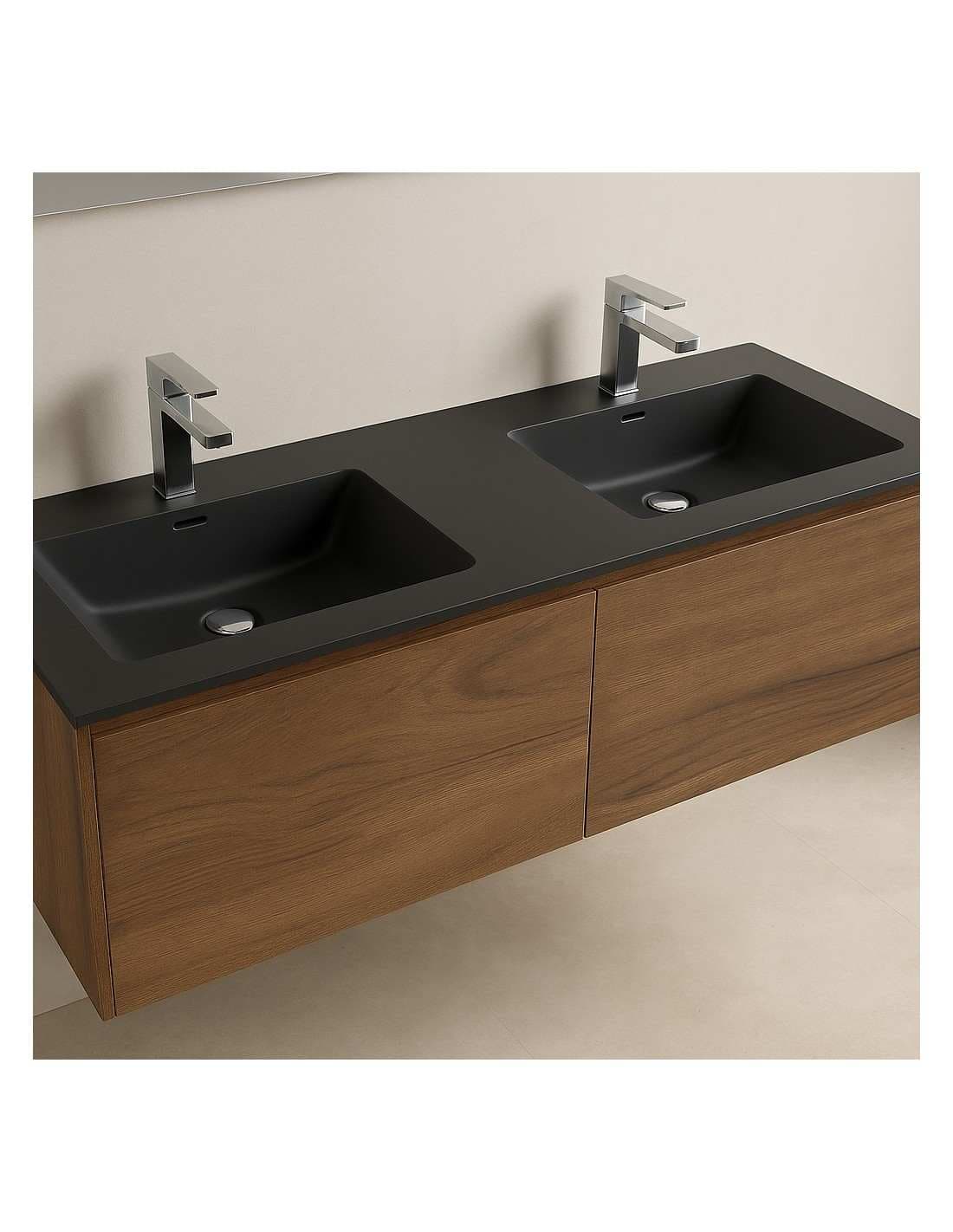 Lavabo de gran formato encastrado de 141 y 151 cm DOBLE SENO de cerámica etna