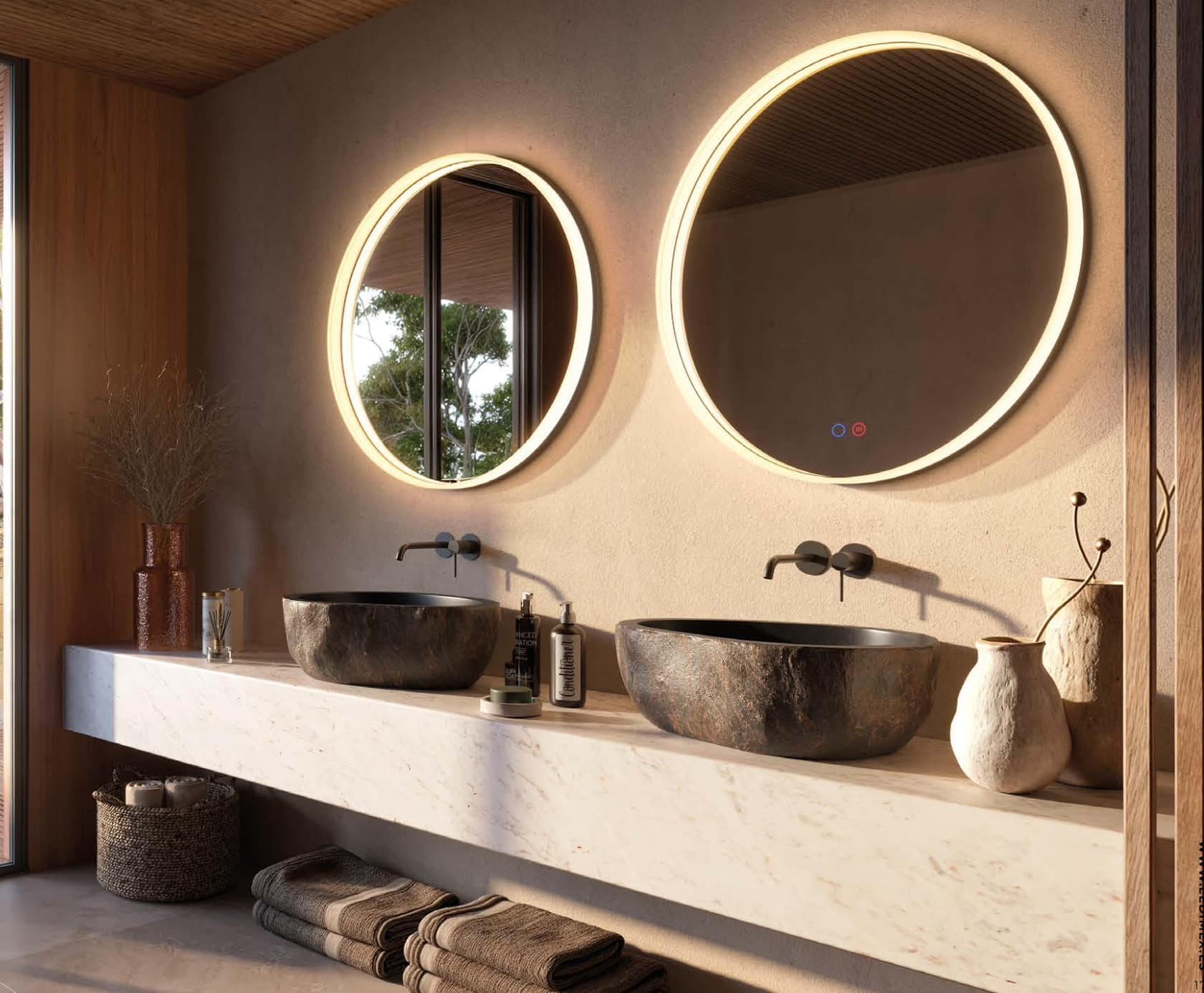 Espejo de baño Redondo con luz LED Bolonia de Ledimex