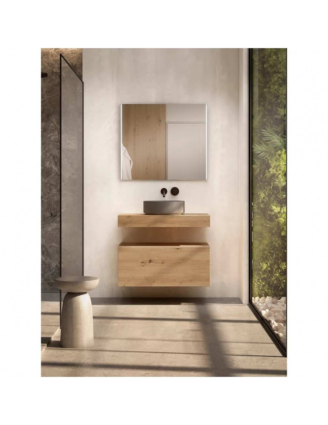 Encimera de baño de 10 cm de altura con cajonera op. Nomad Visobath 60-80-100-120 Laminada
