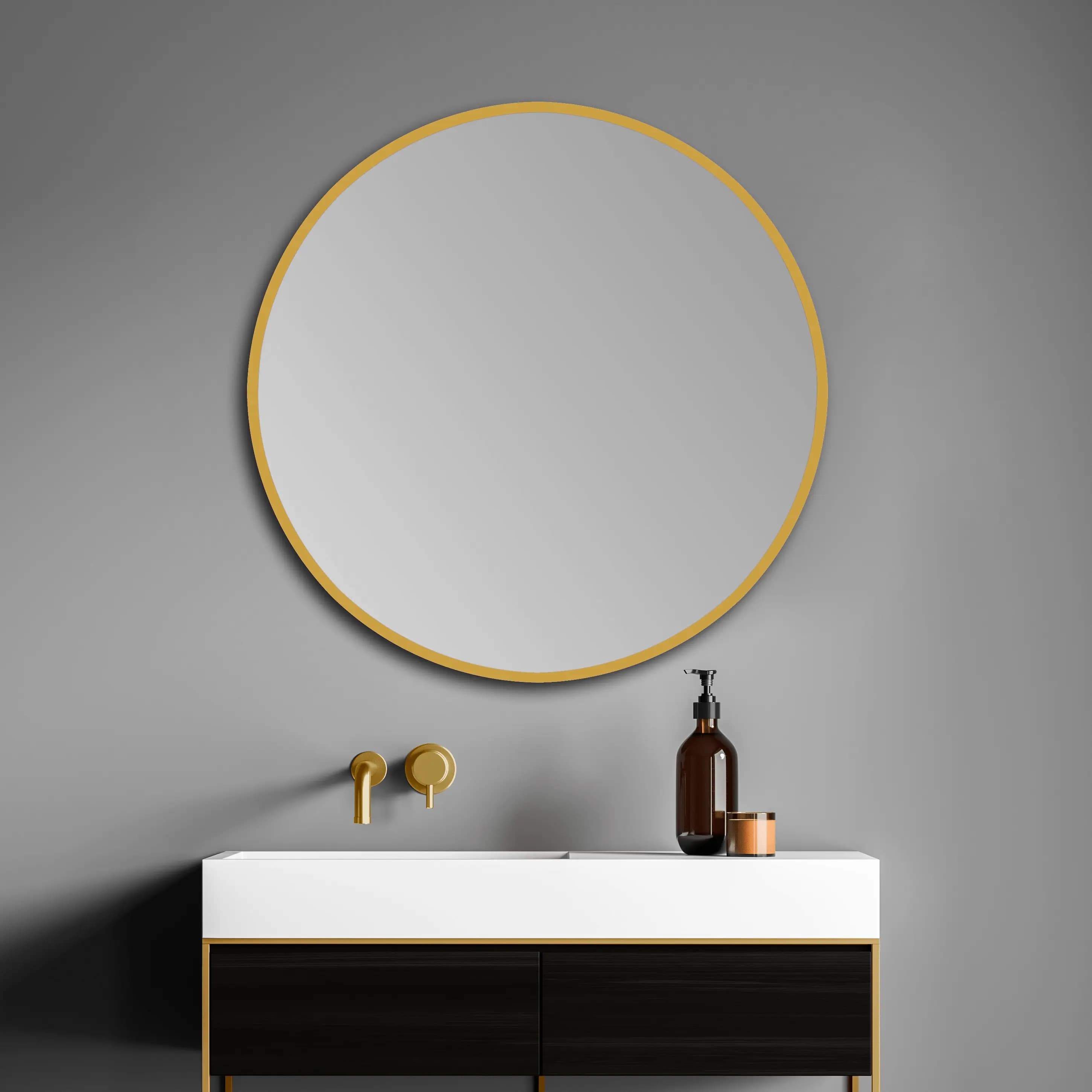Espejo de baño con luz LED redondo led B-953 Oro