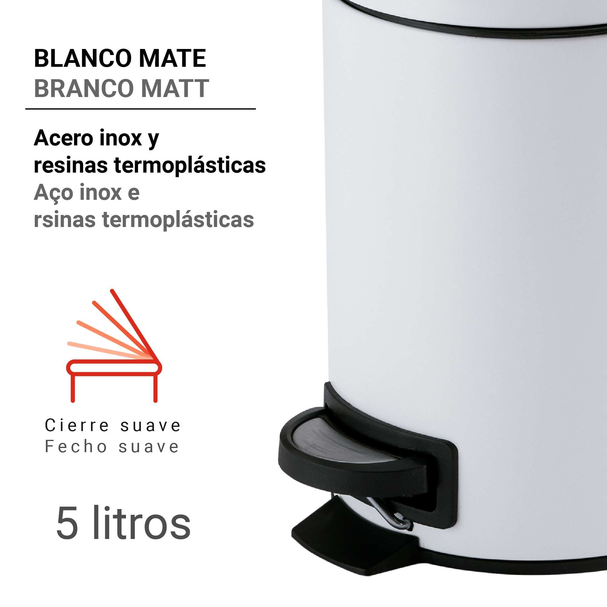 PAPELERA 5 lt POTTY BLANCO MATE