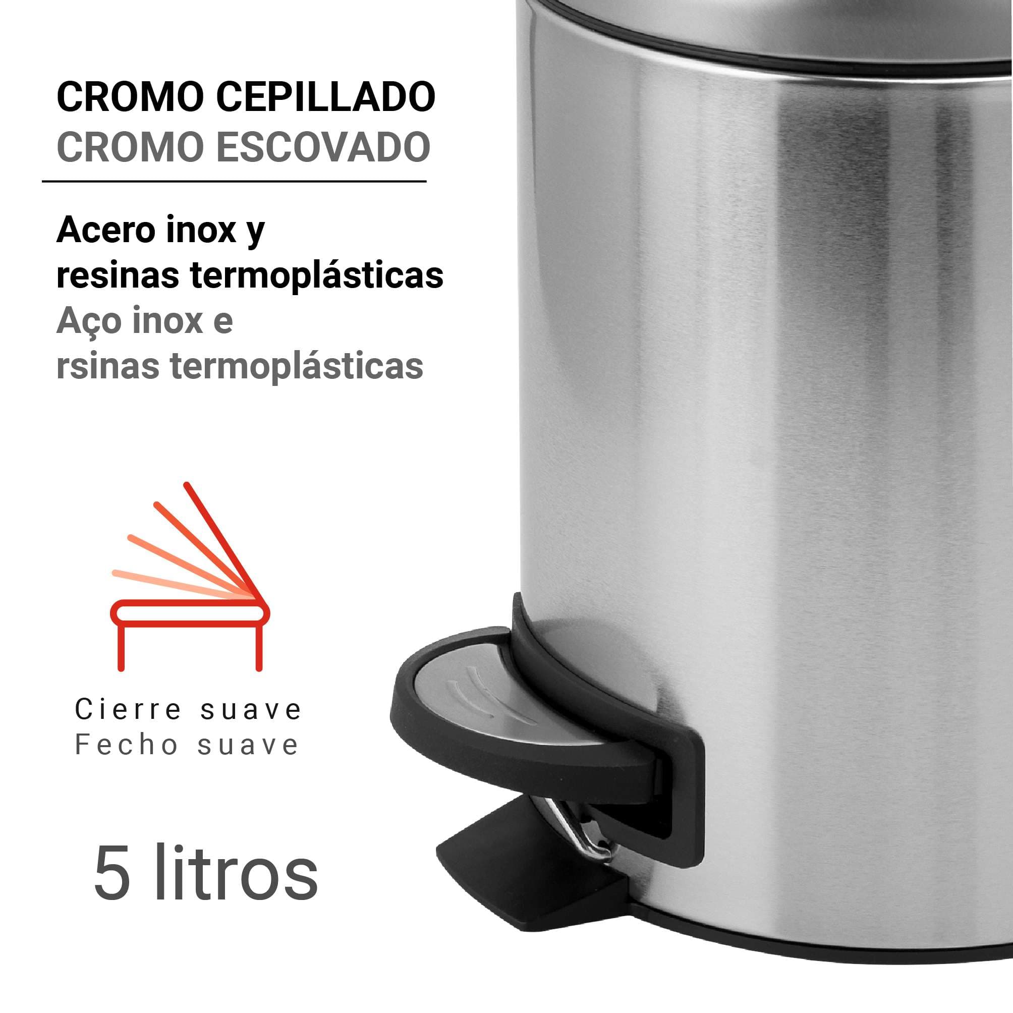 PAPELERA 5 lt POTTY CROMO CEPILLADO
