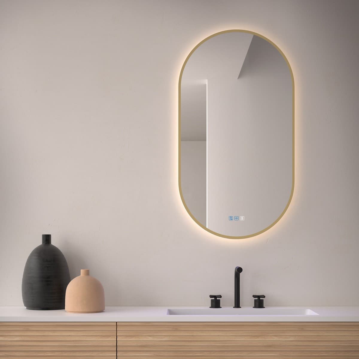 Espejo de baño con luz LED Ovalado Para Baño Borgoña de Dyled