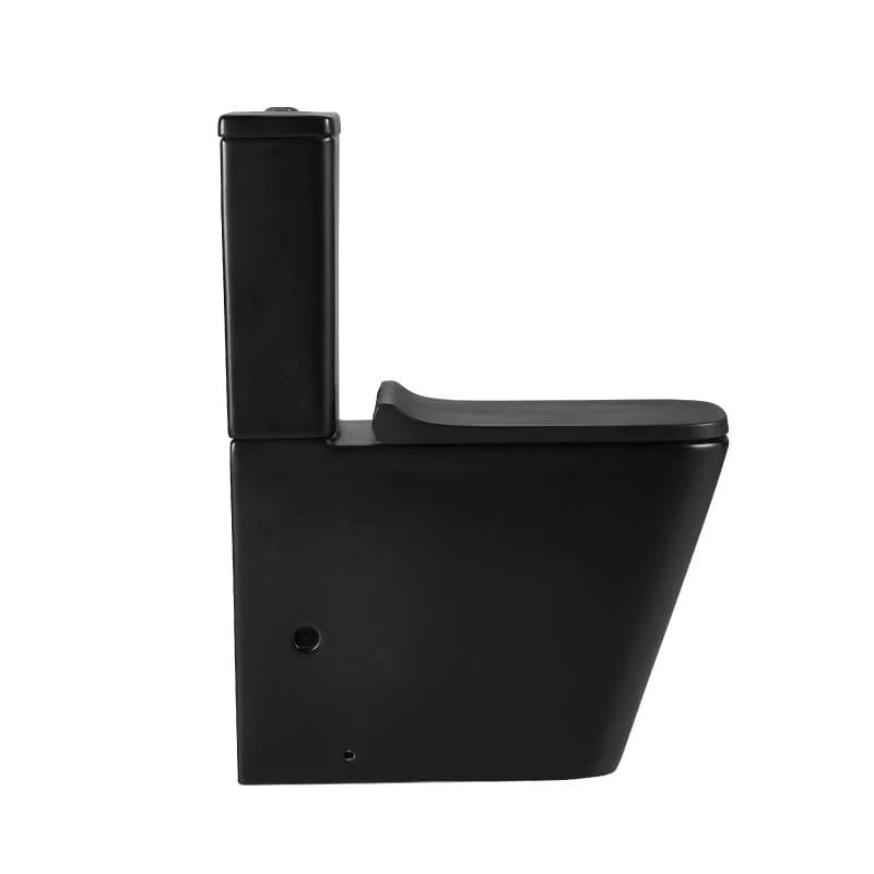 Inodoro negro mate rimless con salida dual y tapa de cierre amortiguado PISA Aquore