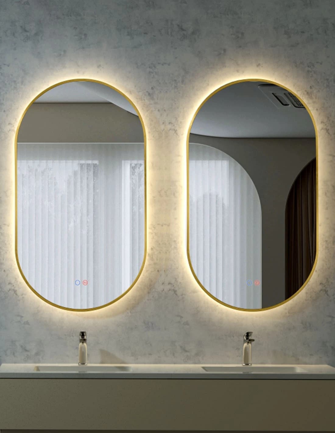 Espejo de baño con luz LED Tokyo Oro cepillado