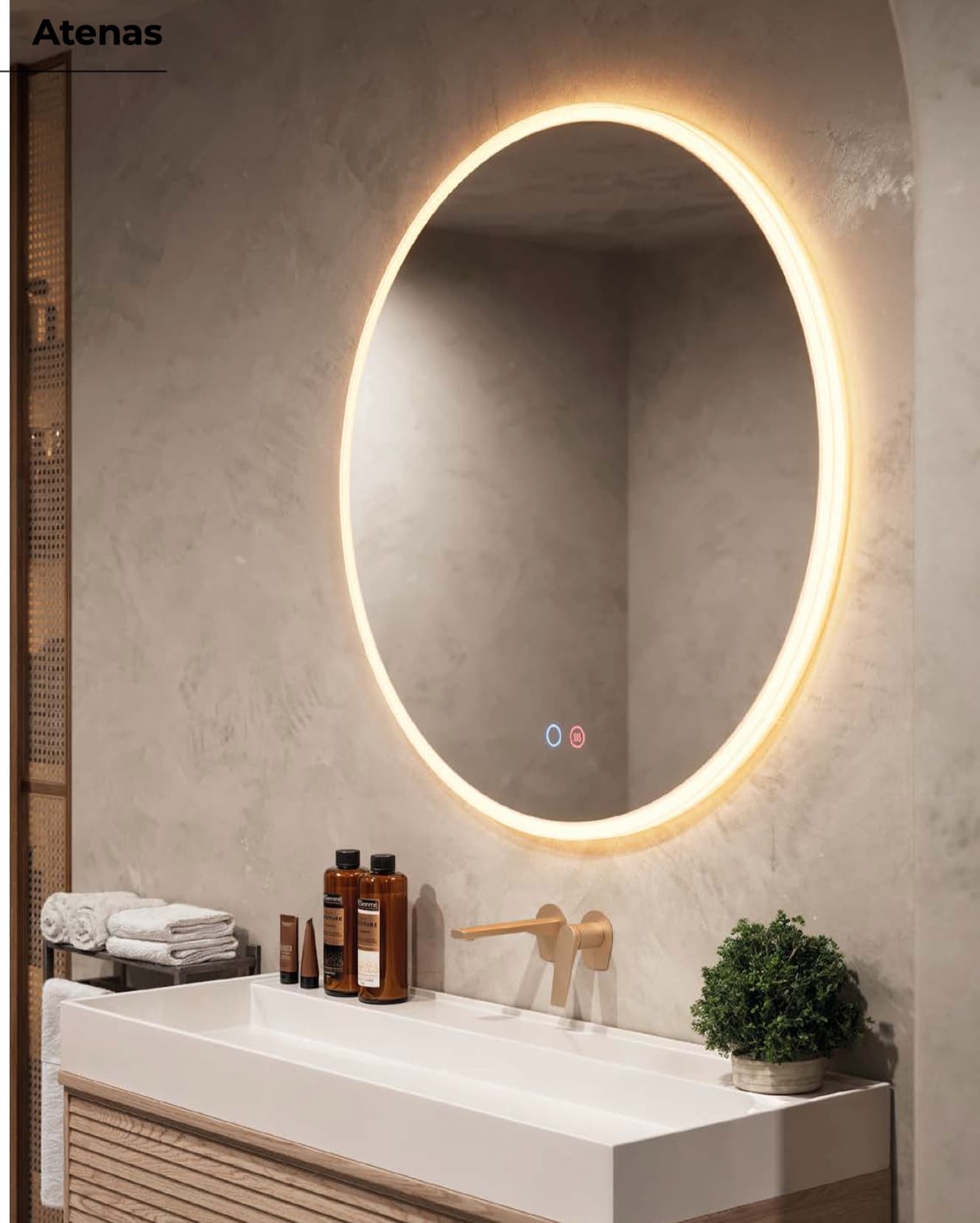 Espejo de baño con luz LED Atenas Redondo Ledimex