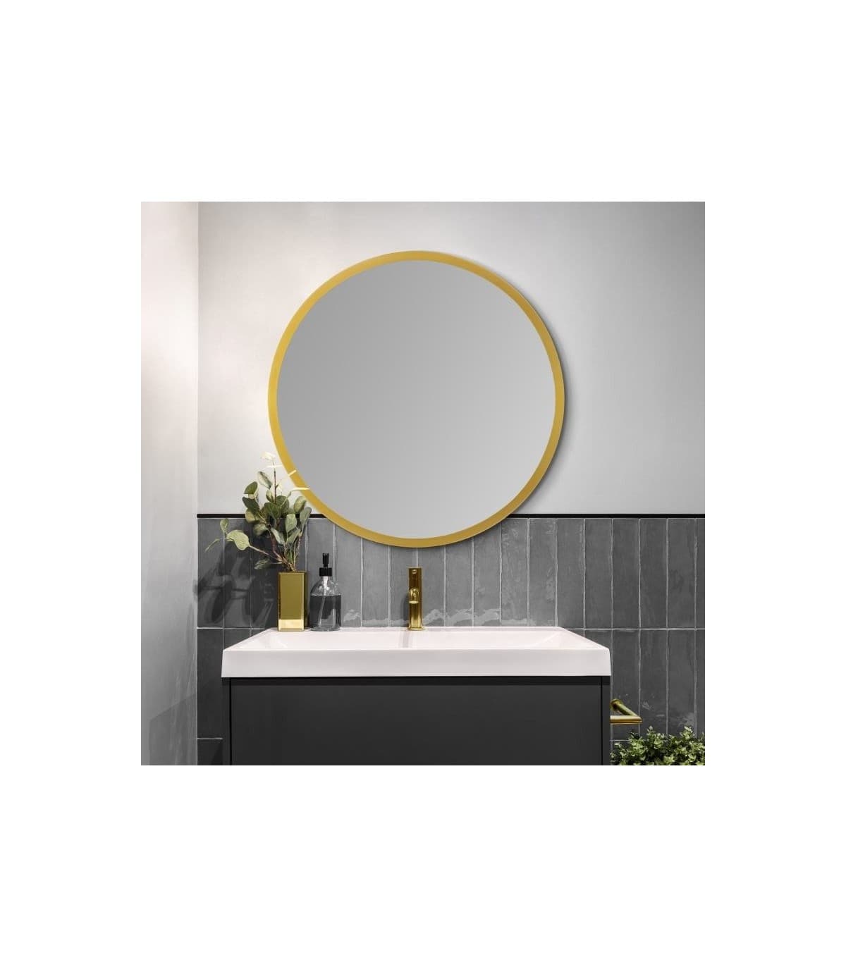 Espejo de baño redondo B-956 oro