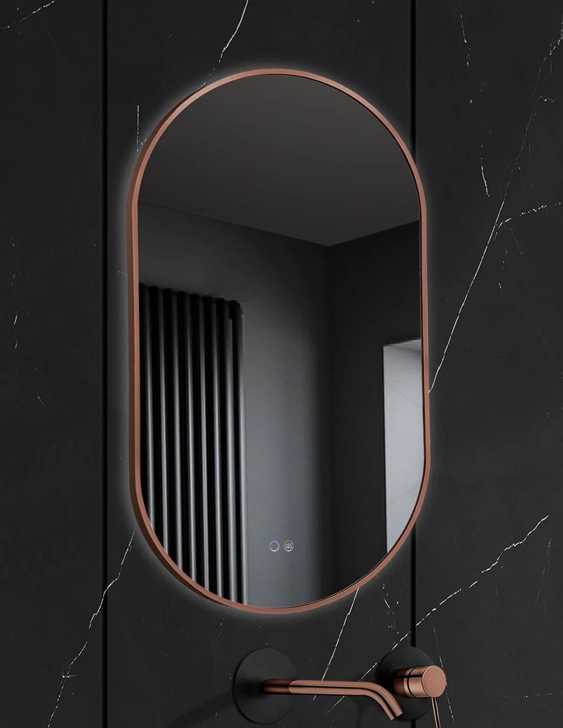 Espejo de baño con luz LED Tokyo Oro rosa cepillado