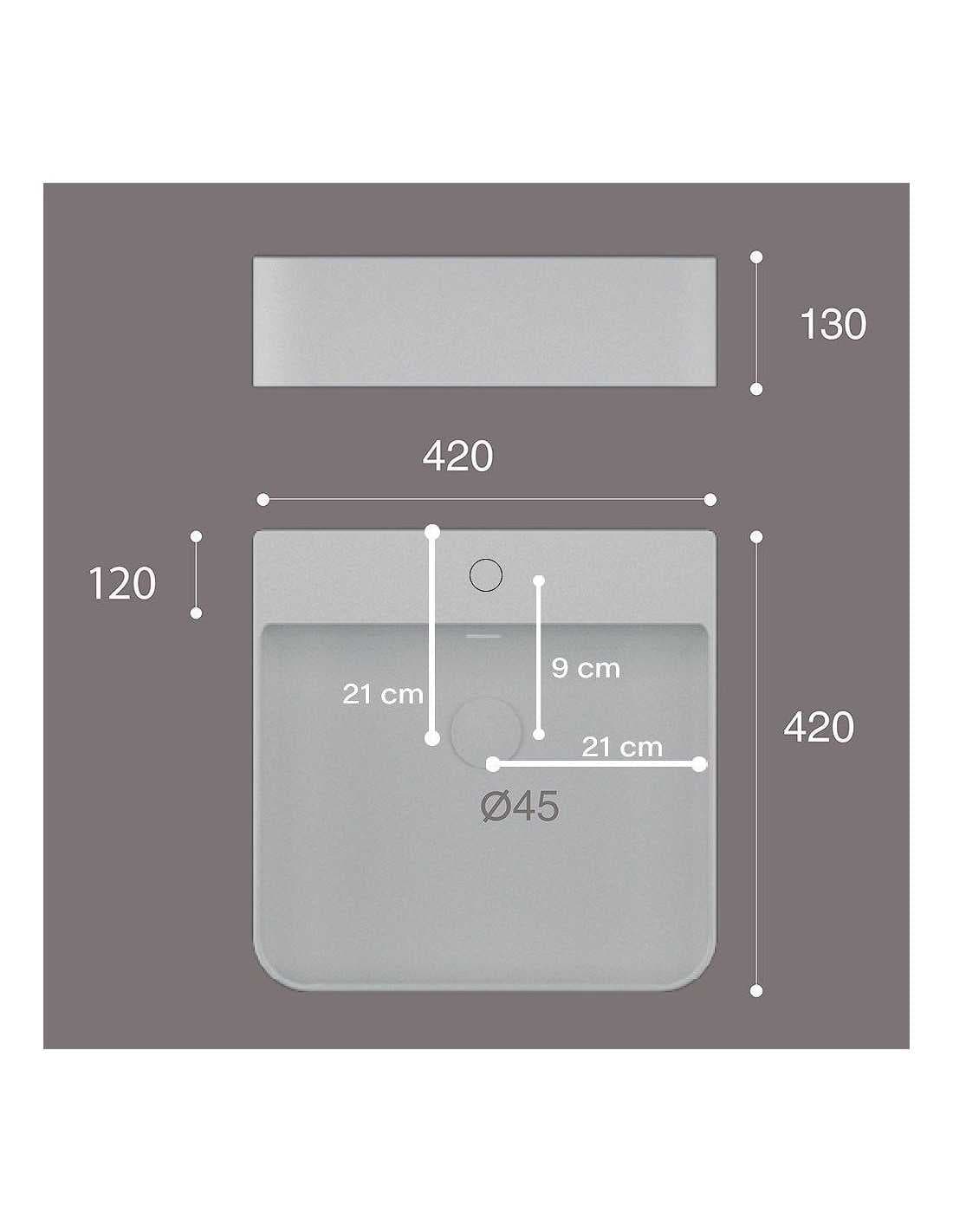 Lavabo Porcelana Eume Blanco Brillo Con Rebosadero 42x42 cm