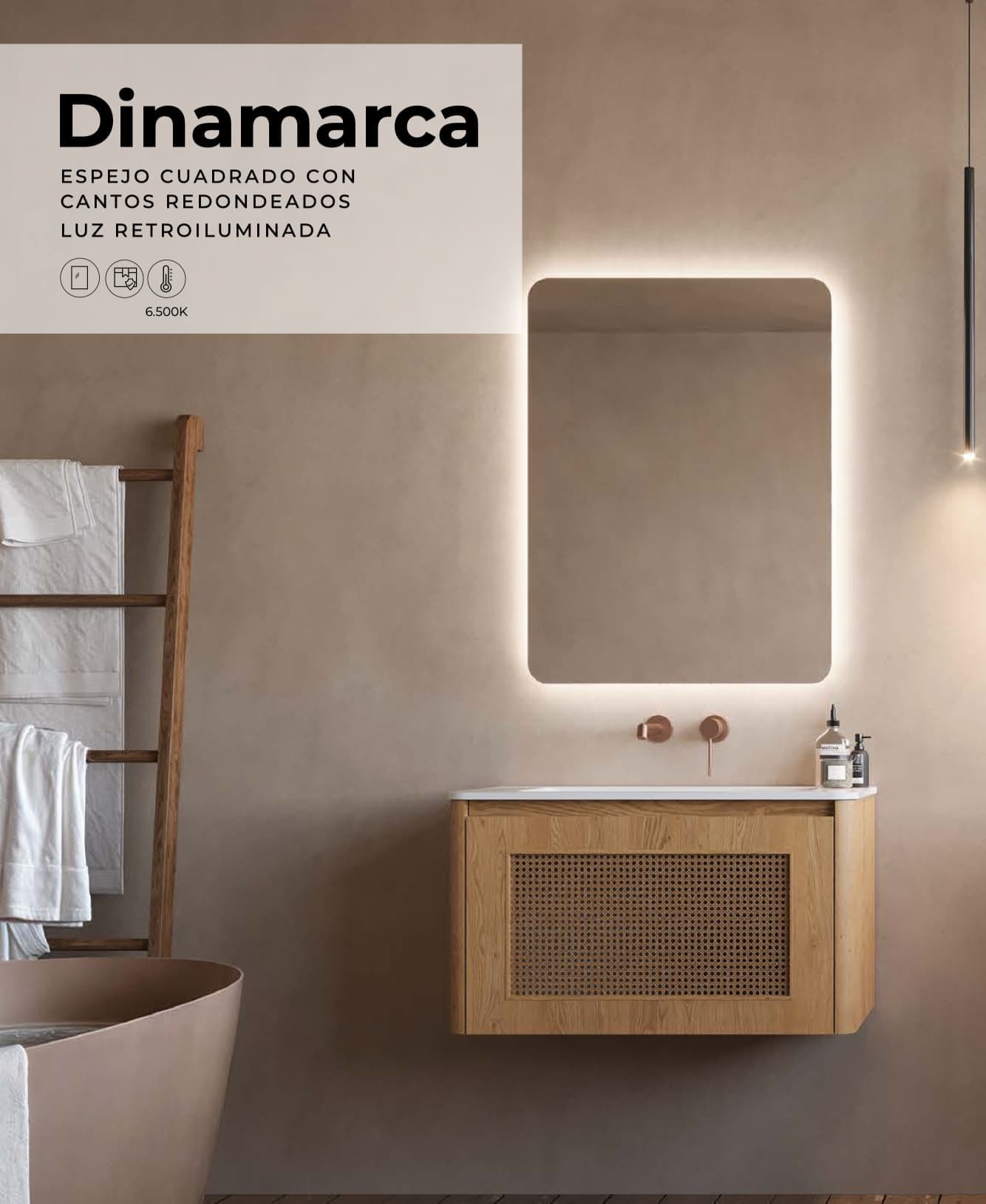 Espejo de baño con luz LED Dinamarca Ledimex