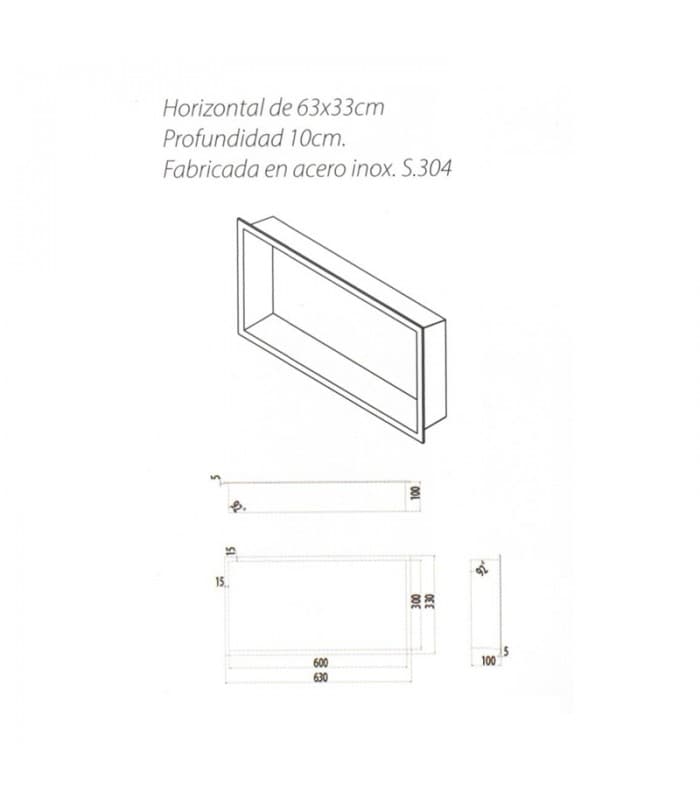 Hornacina para baño rectangular Blanca Pacific