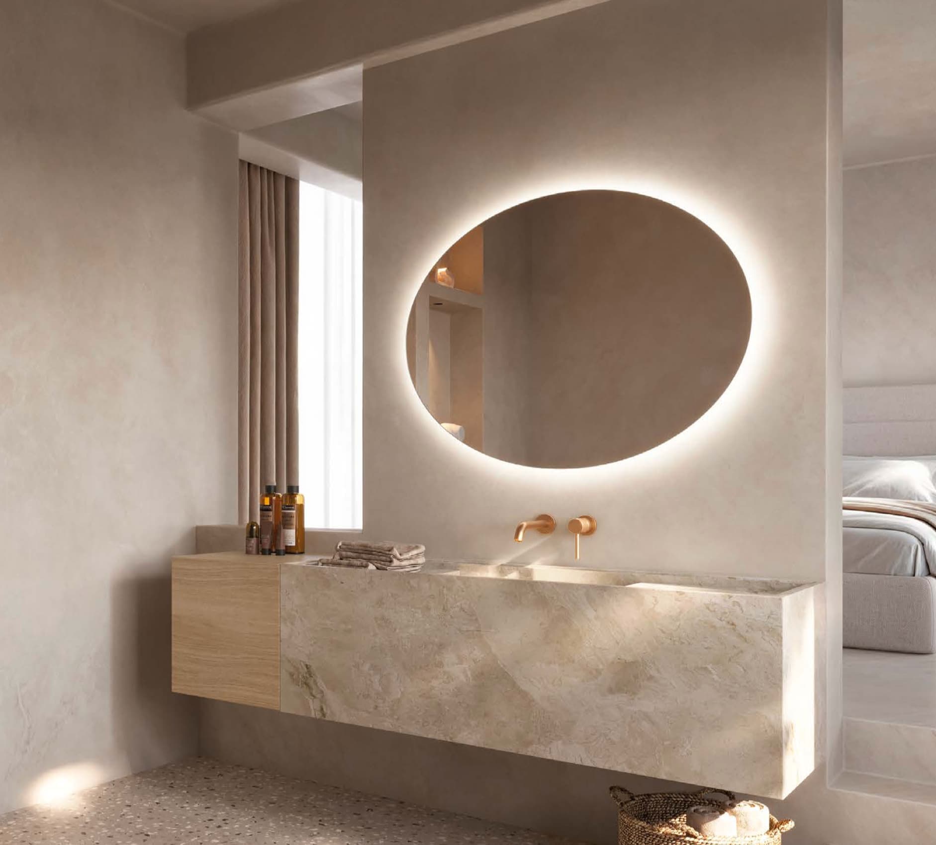 Espejo de baño con luz LED Oval Ledimex