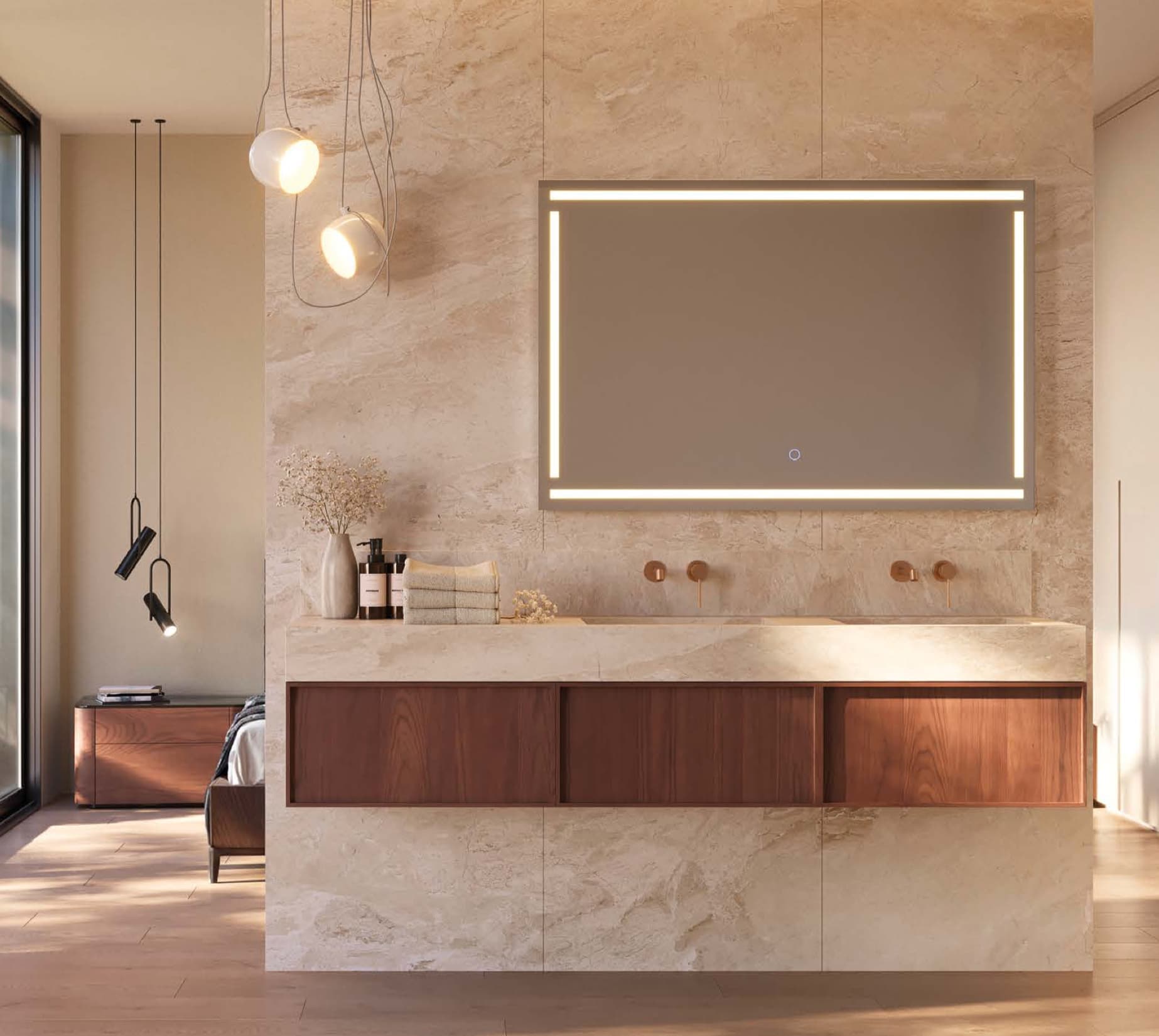 Espejo de baño con luz LED Viena Triled con antivaho de Ledimex