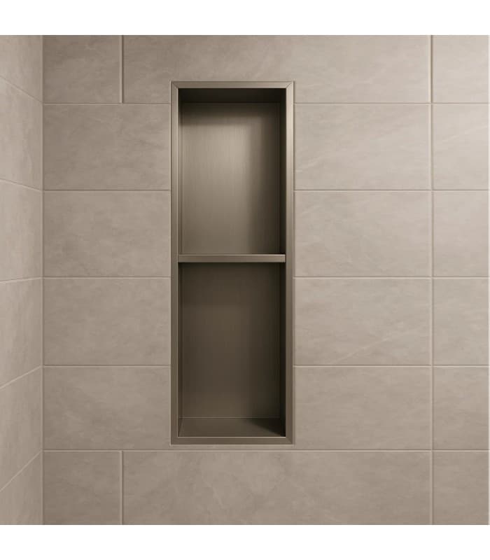 Hornacina para baño vertical con dos estantes Níquel Artic