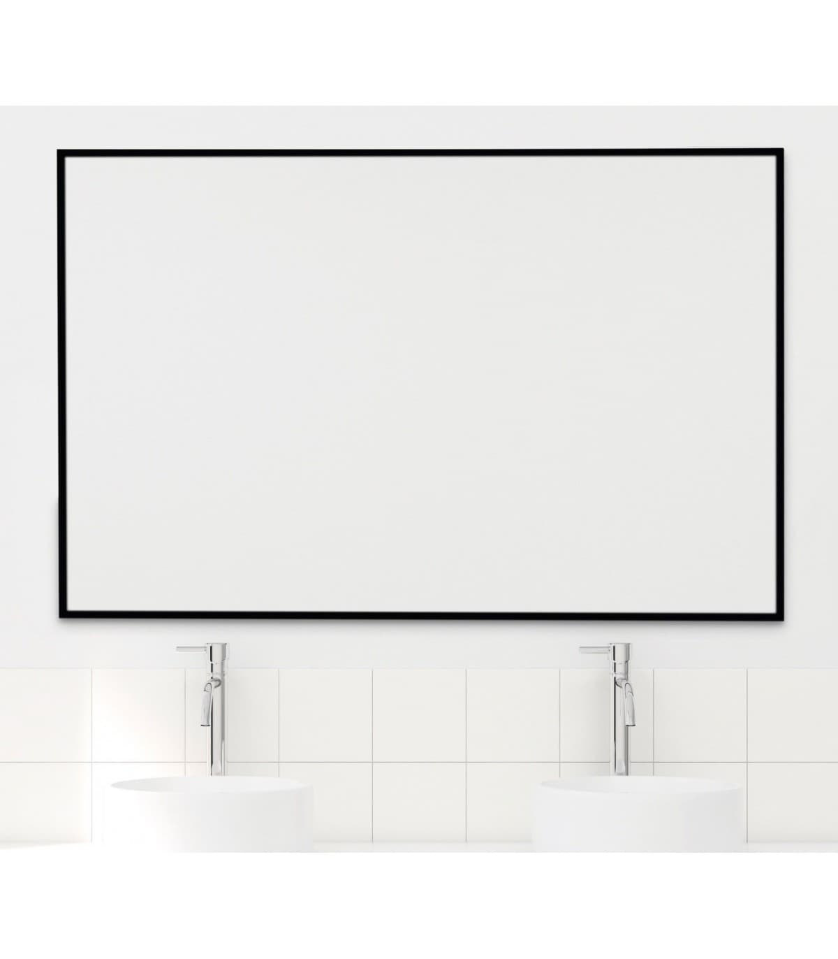 Espejo de baño rectangular marco aluminio negro B-942 reversible