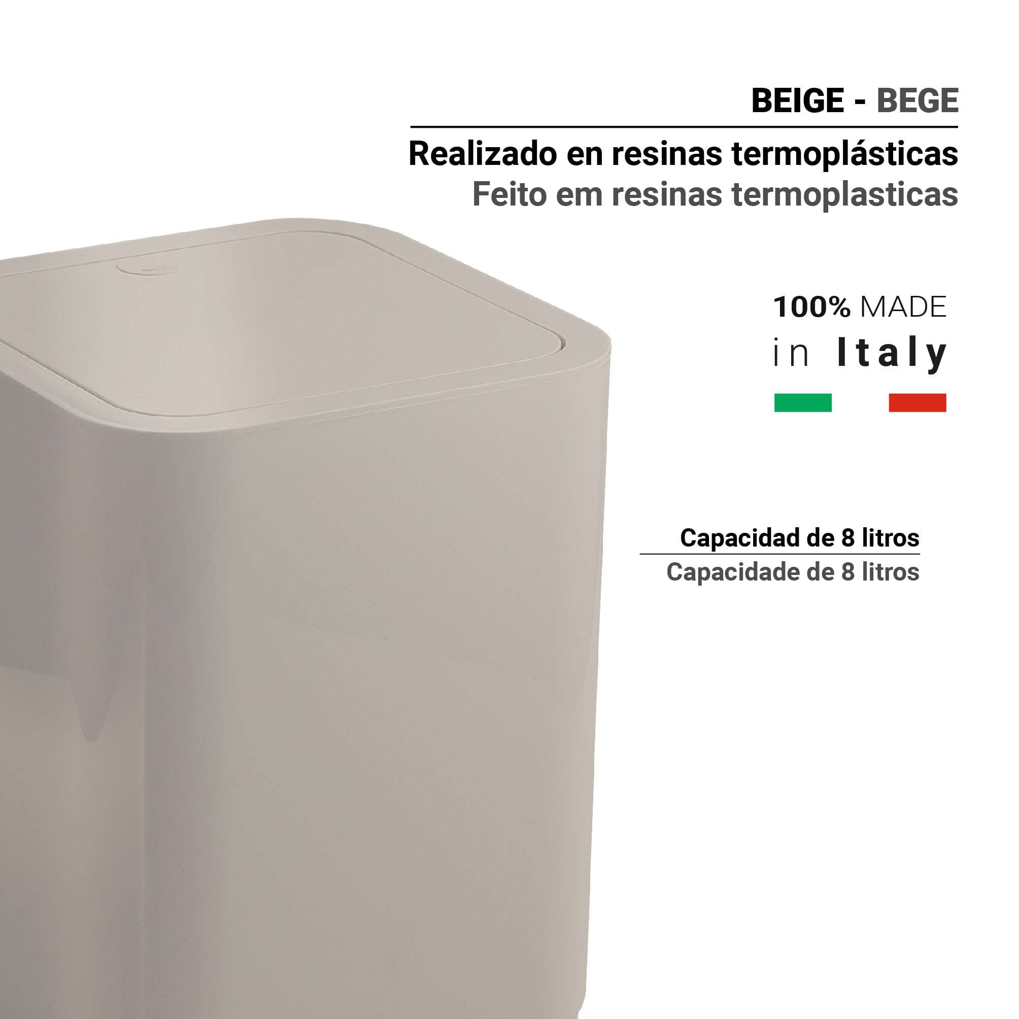 PAPELERA 8 lt SEVENTY BEIGE