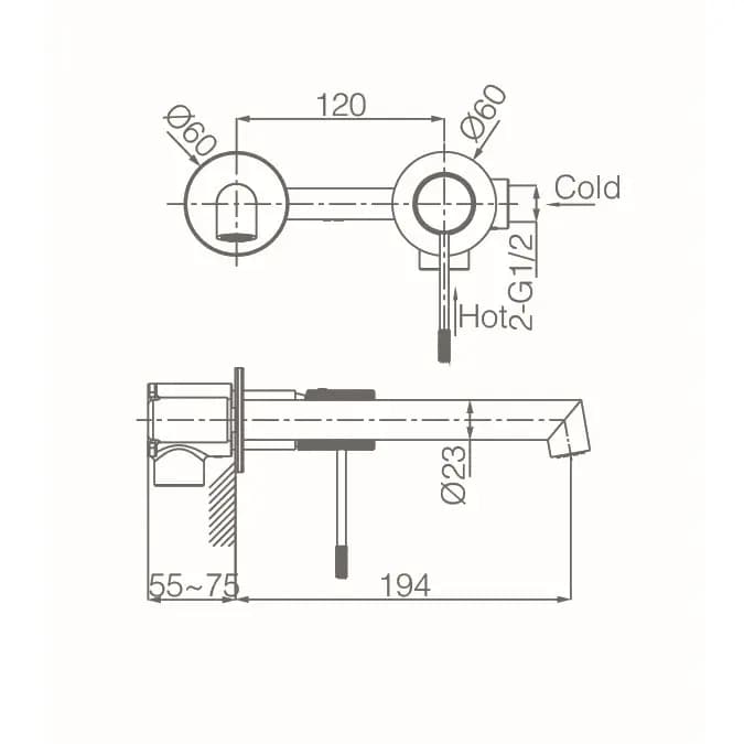 Monomando lavabo empotrado LINE oro rosa cepillado / GLD038/ORC