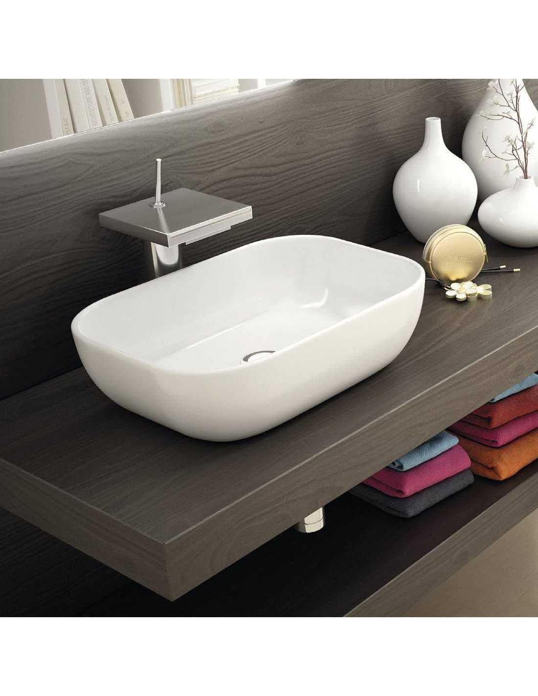 Lavabo sobre encimera EXTRA-FINO de cerámica Horus Brillo