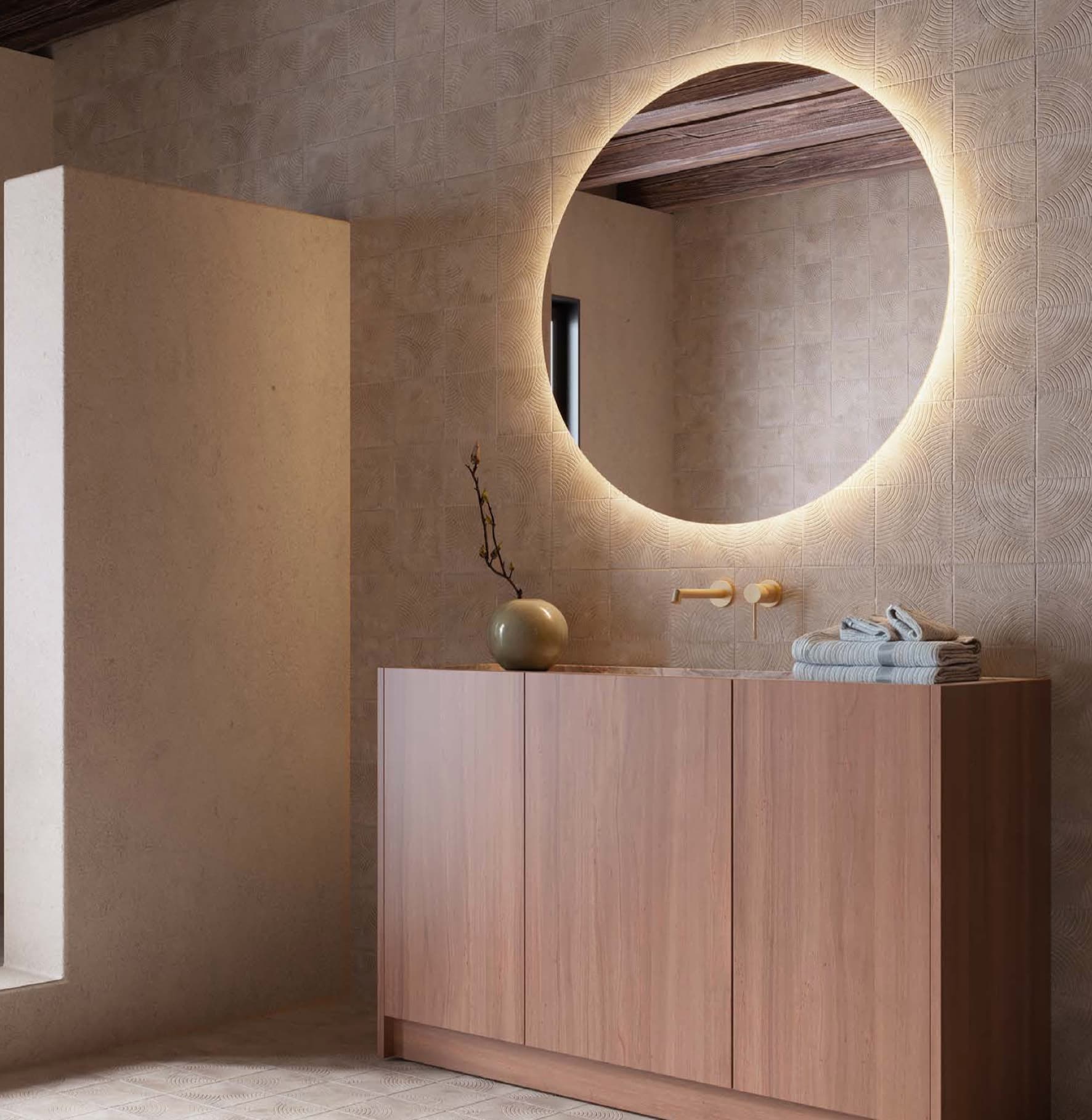 Espejo de baño con luz LED Oporto redondo Luz Cálida 3.000ºK
