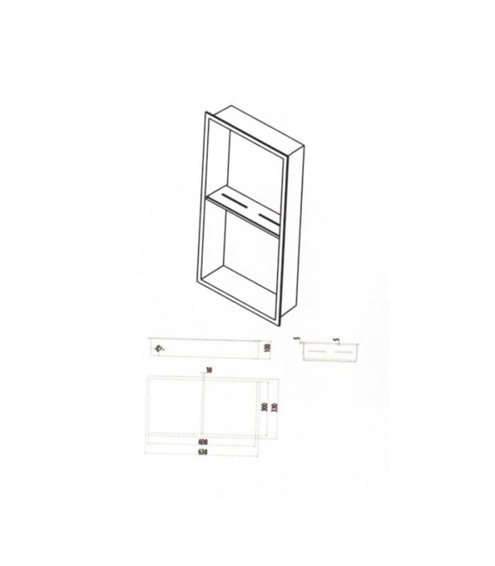 Hornacina para baño vertical con dos estantes Black gun metal Artic