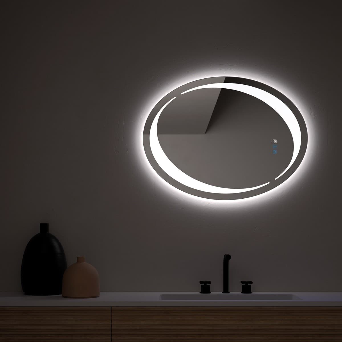 Espejo de baño con luz LED Ovalado Para Baño Burgos de Dyled