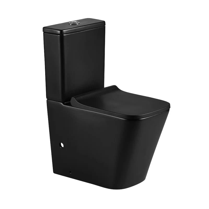 Inodoro negro mate rimless con salida dual y tapa de cierre amortiguado PISA Aquore