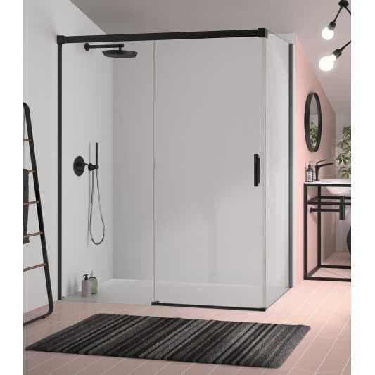 Mampara frontal fijo con puerta corredera GLASÉ de Kassandra (lateral opcional)