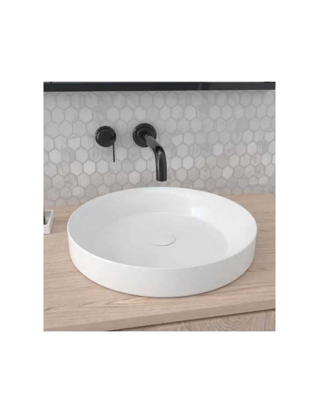 Lavabo Porcelana Ontario Blanco Brillo Sin Rebosadero Ø45