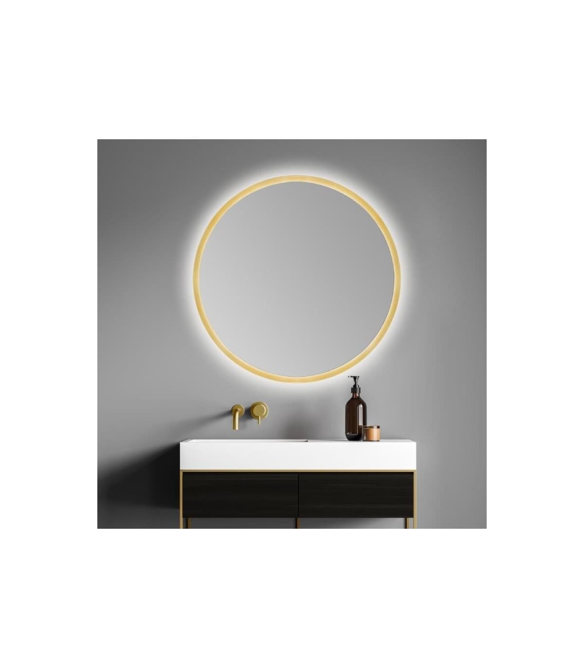 Espejo de baño con luz LED redondo led B-953 Oro