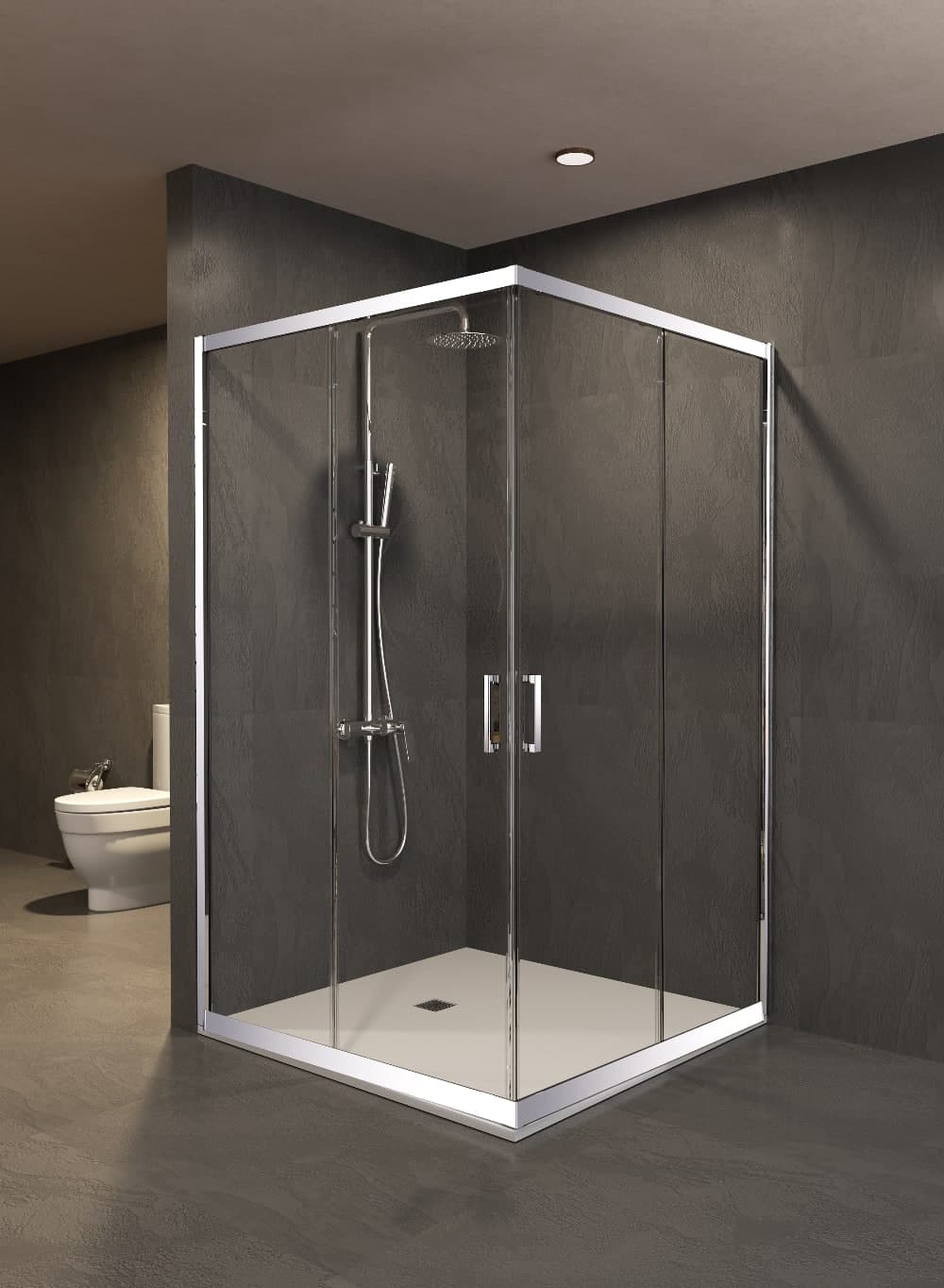 Mampara ducha angular 2 FIJOS + 2 CORREDERAS Agata 300