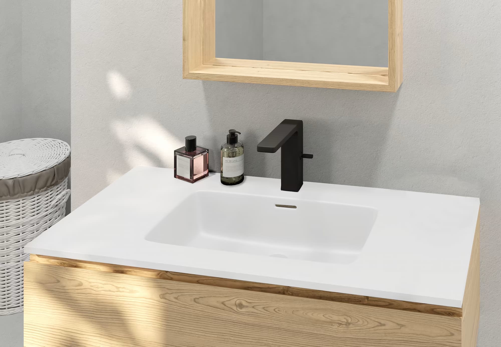 Encimera con lavabo ceramica BLANCO MATE etna