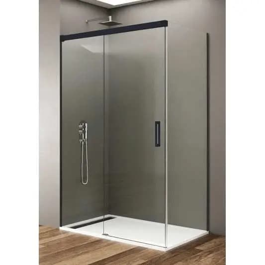 Mampara frontal fijo con puerta corredera y lateral fijo BASIC de GME negro