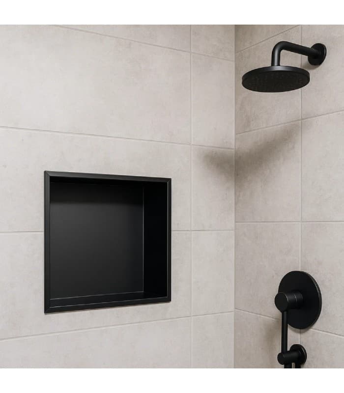 Hornacina para baño cuadrada Negra Atlantic
