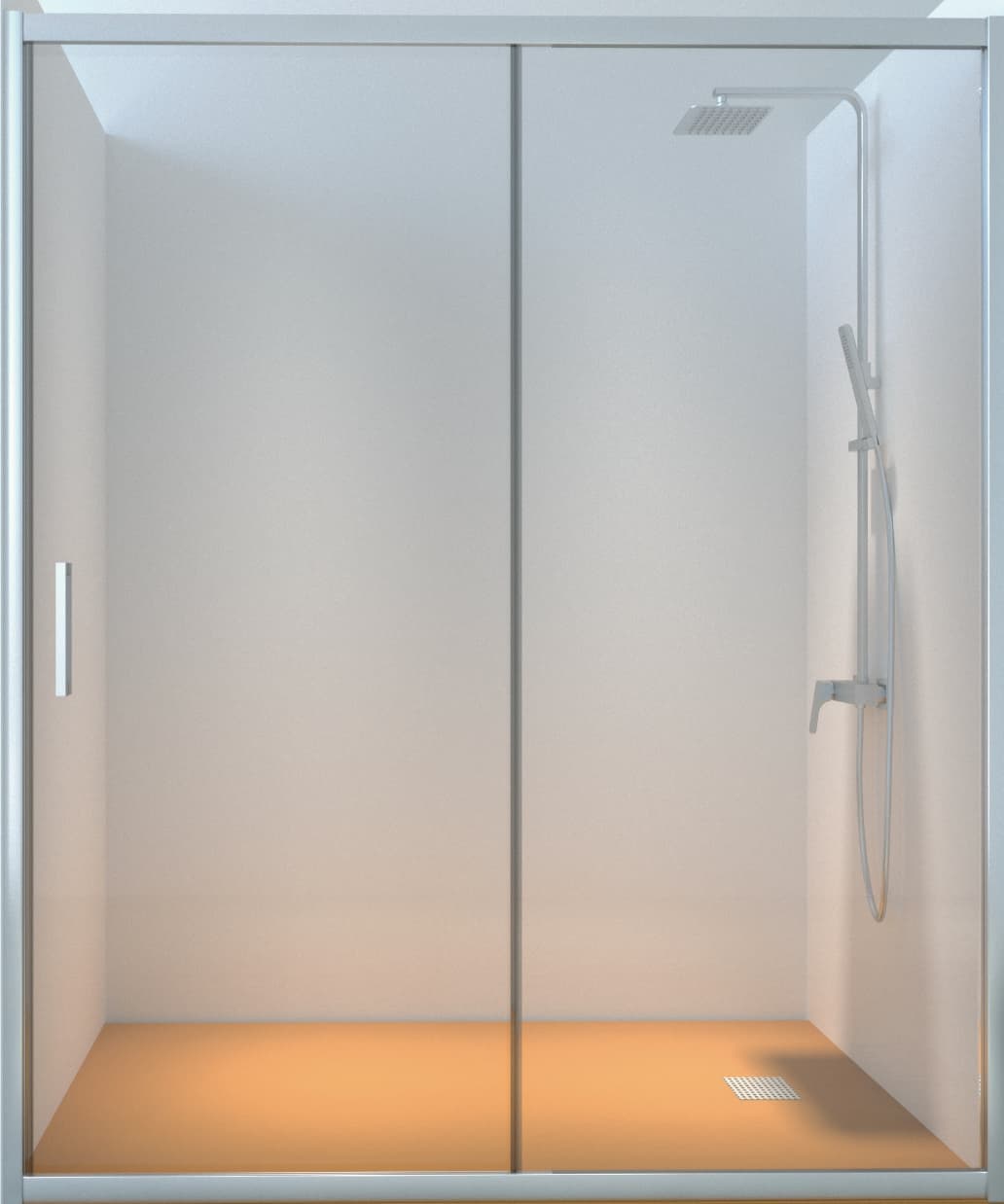 Mampara frontal fijo con puerta corredera Agata 100