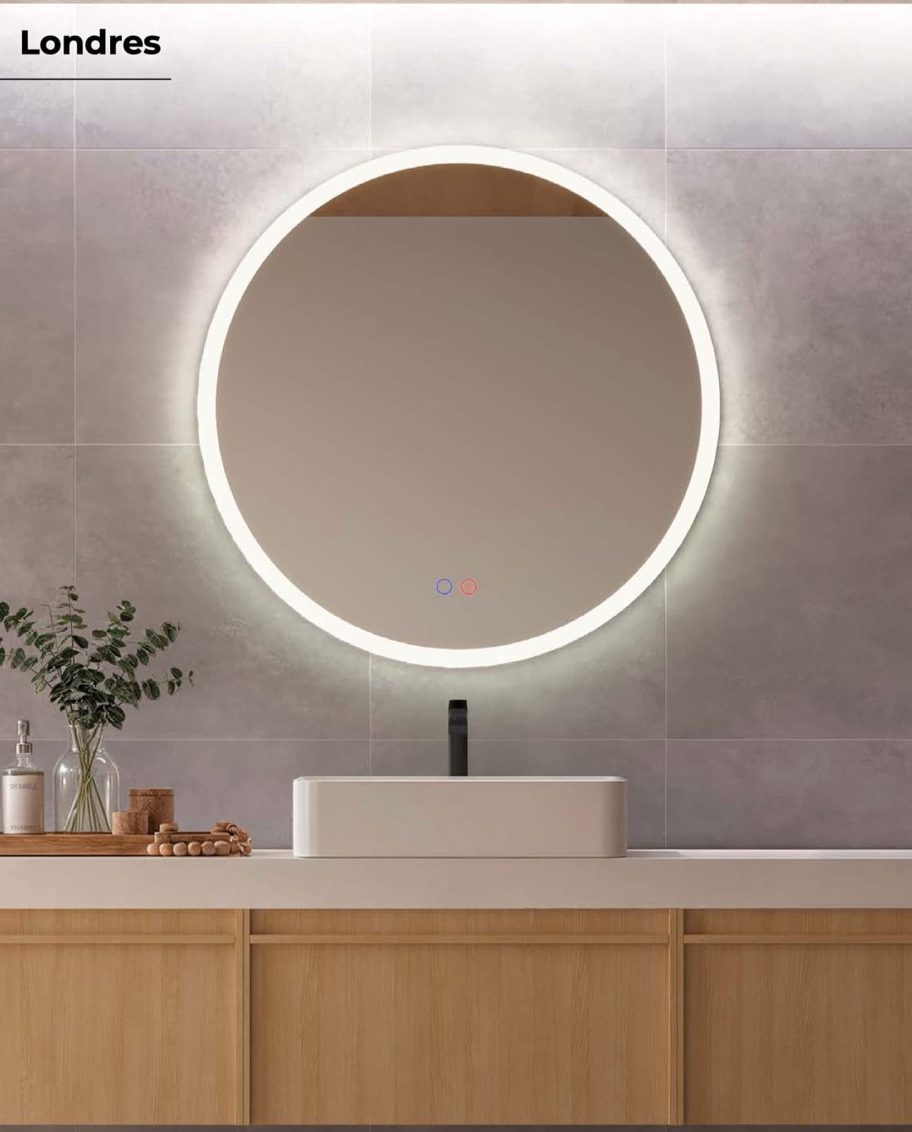 Espejo de baño con luz LED Londres Redondo Ledimex