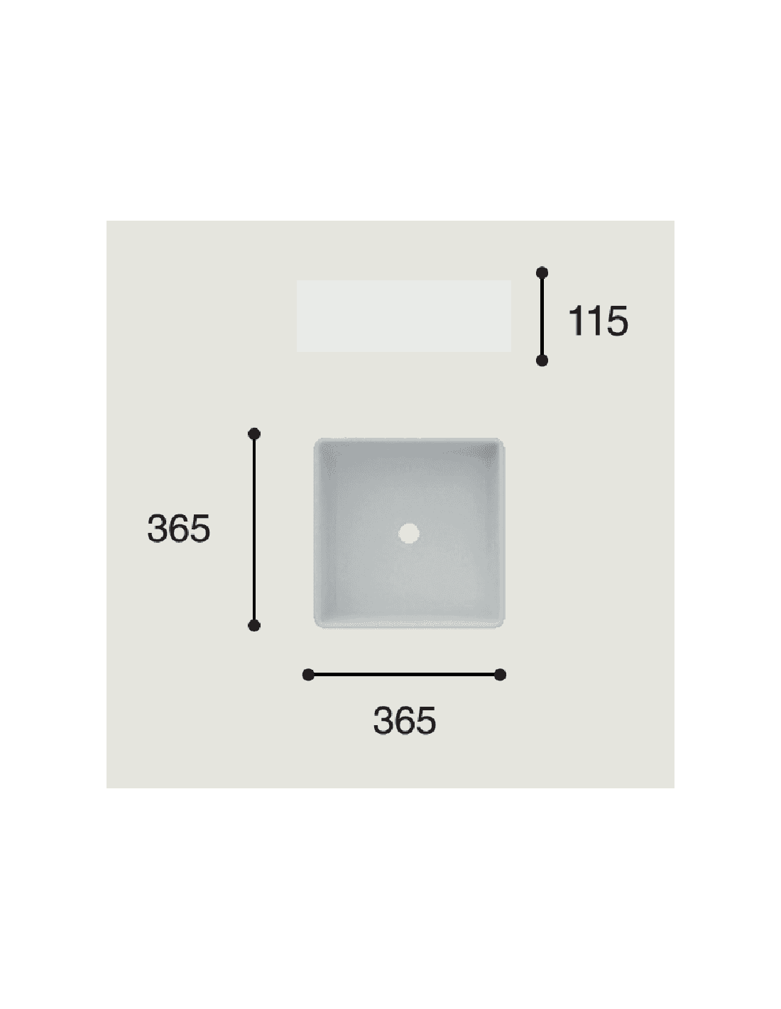 Lavabo de cerámica sobre encimera Satet Blanco Mate Sin Rebosadero 36.5 x 36.5 cm